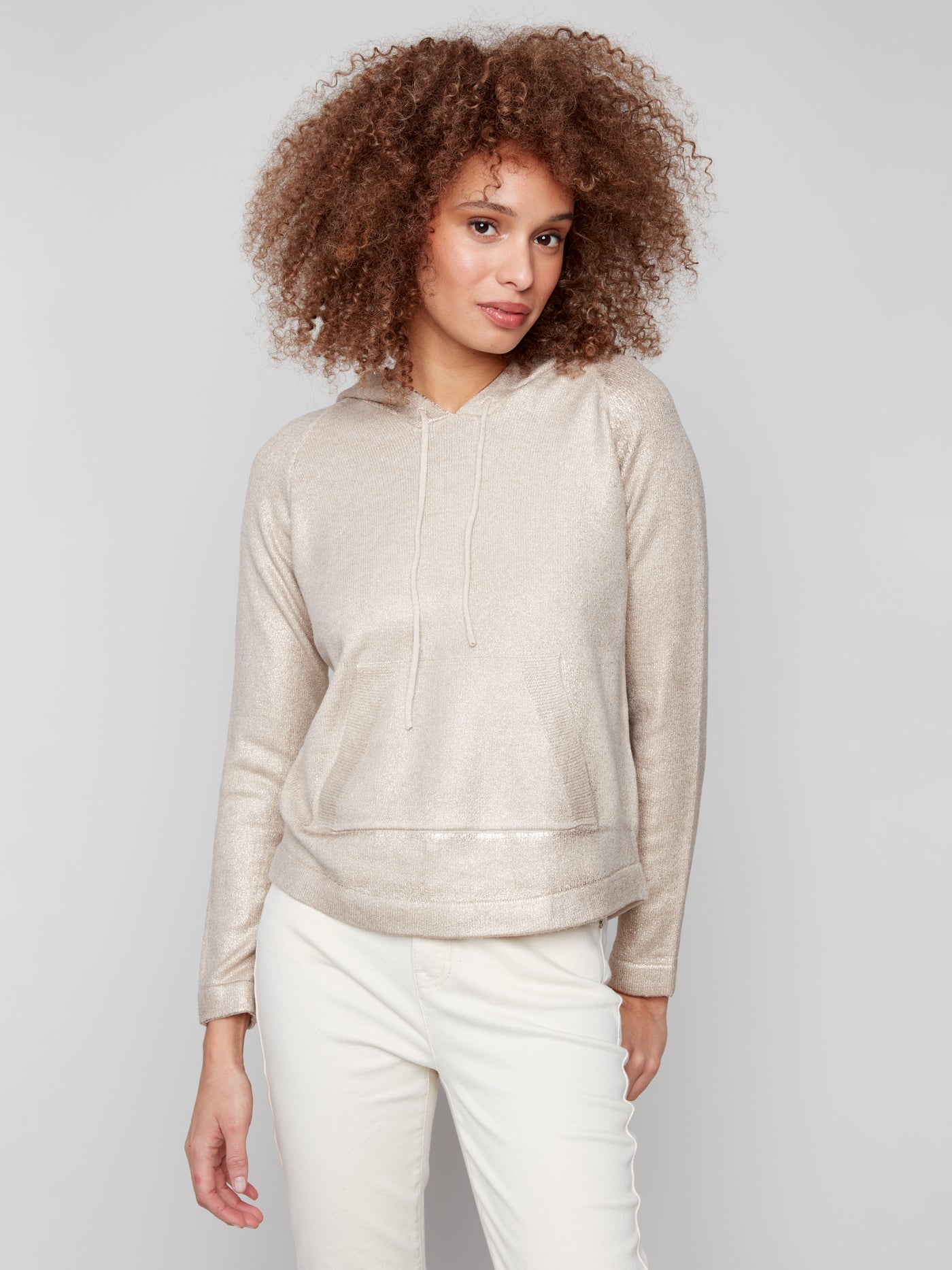 Charlie B Top - Plushy Hoodie - Champagne
