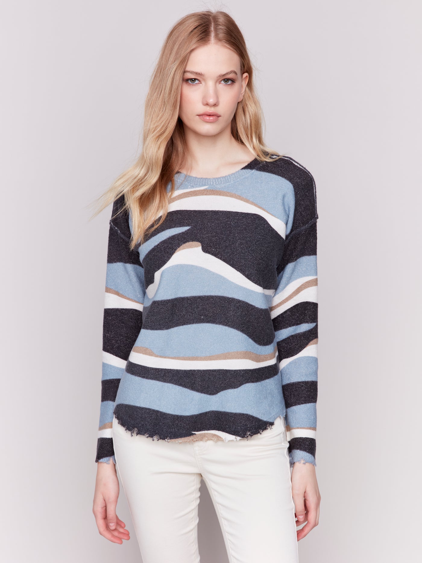 Charlie B Top - Reversible Sweater - Denim Print