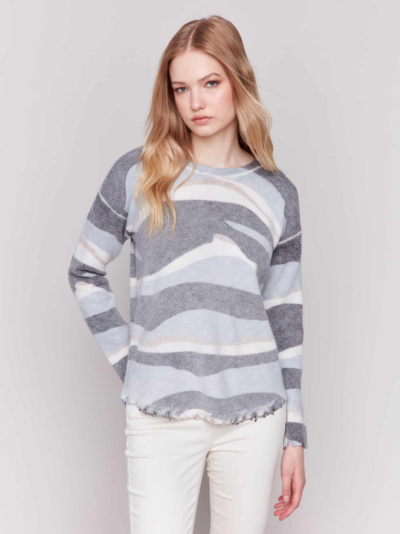 Charlie B Top - Reversible Sweater - Denim Print