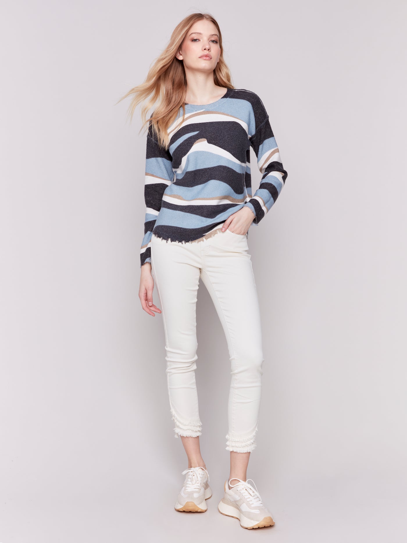 Charlie B Top - Reversible Sweater - Denim Print