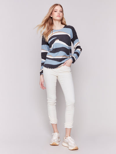 Charlie B Top - Reversible Sweater - Denim Print