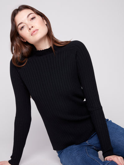 Charlie B Top - Ribbed Knit - Black