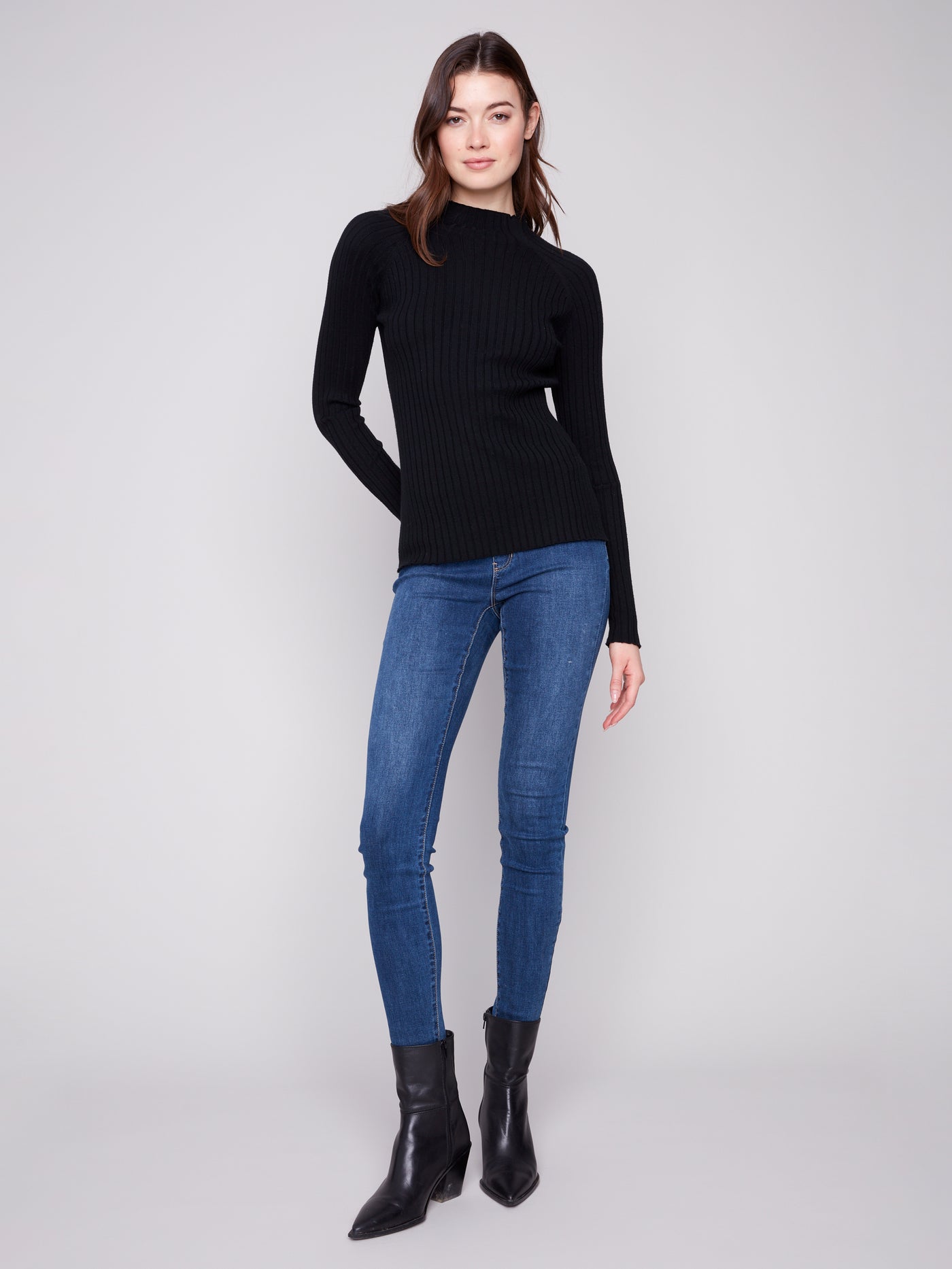 Charlie B Top - Ribbed Knit - Black