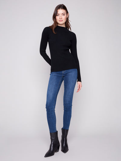 Charlie B Top - Ribbed Knit - Black