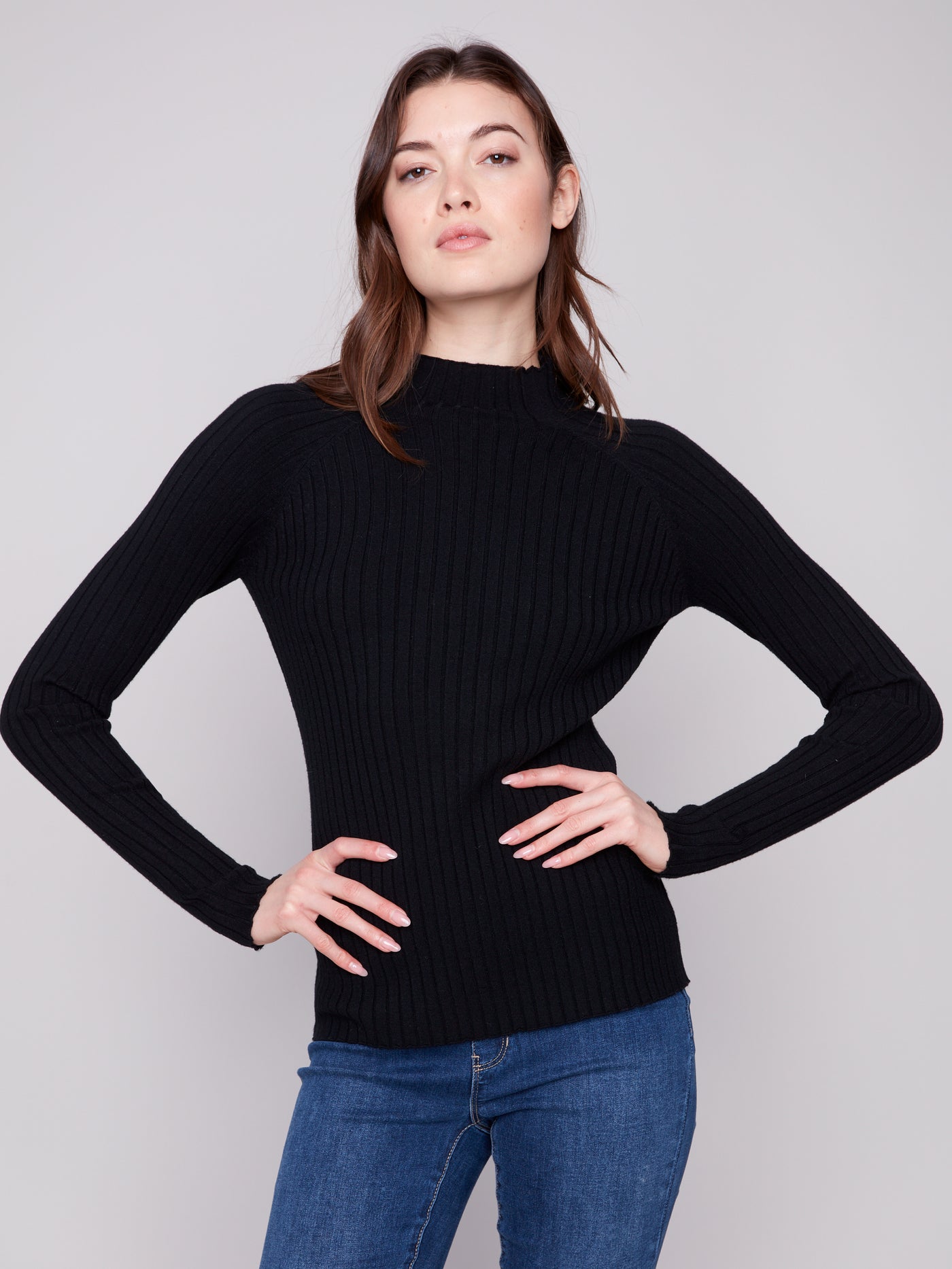 Charlie B Top - Ribbed Knit - Black
