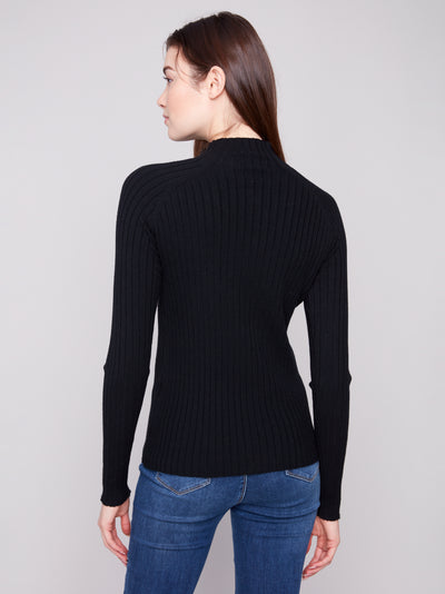 Charlie B Top - Ribbed Knit - Black
