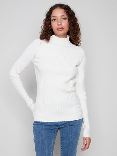Charlie B Top - Ribbed Knit - Ecru