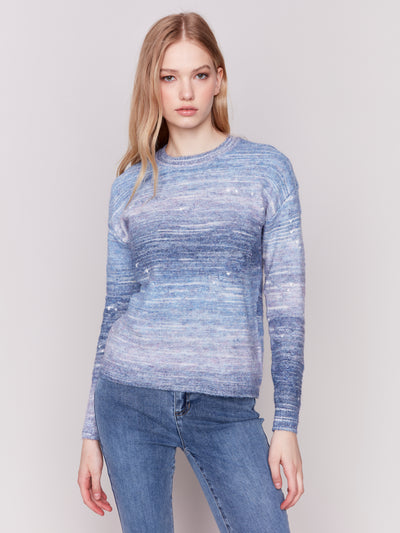 Charlie B Top - Space Dye Sweater - Blue