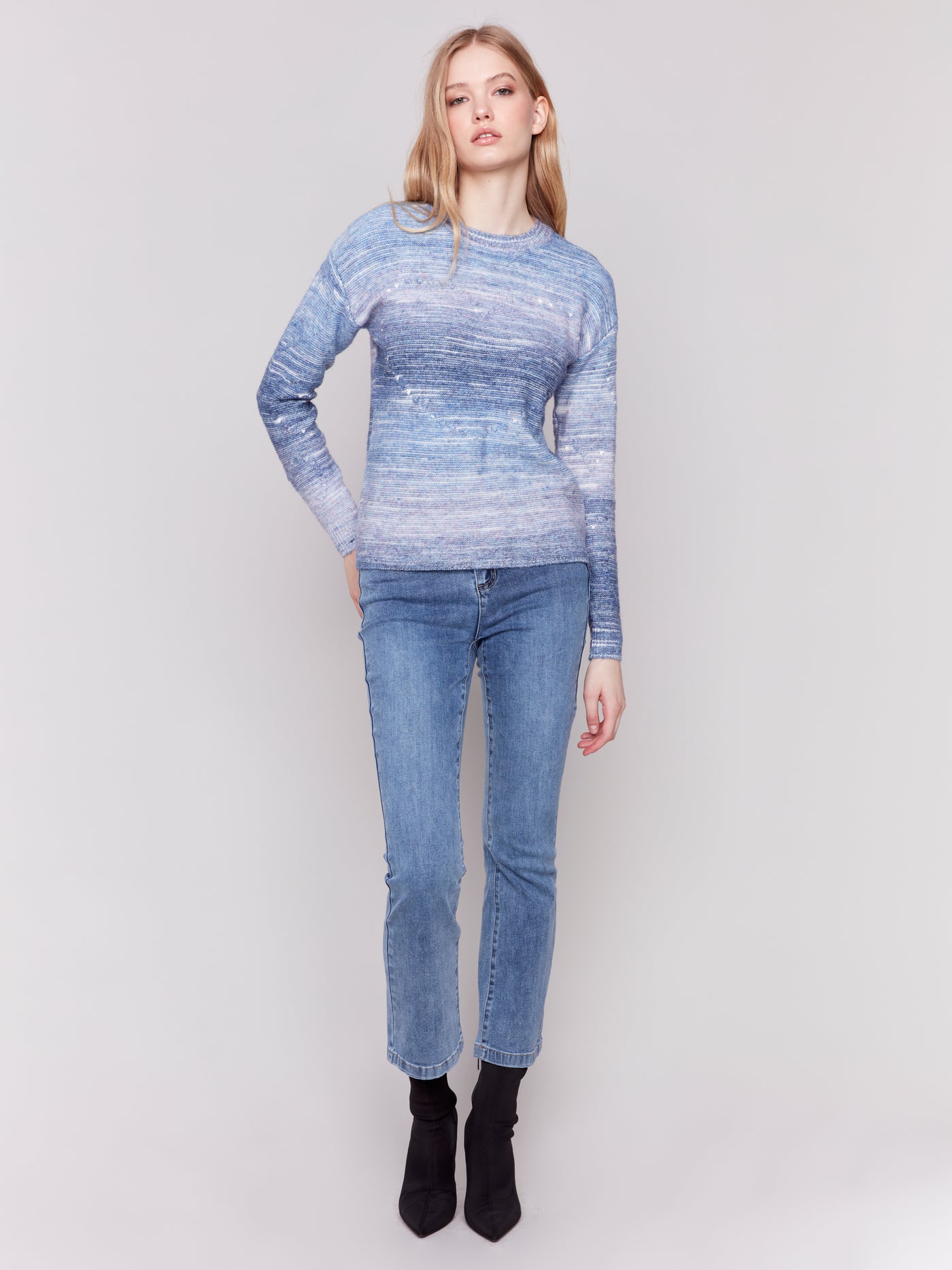 Charlie B Top - Space Dye Sweater - Blue