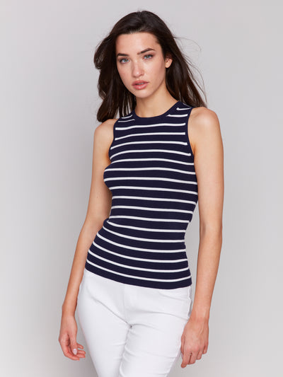 Charlie B Top - Striped Tank - Navy