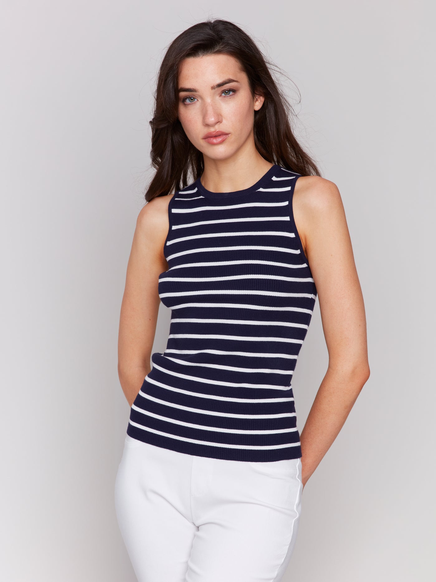 Charlie B Top - Striped Tank - Navy