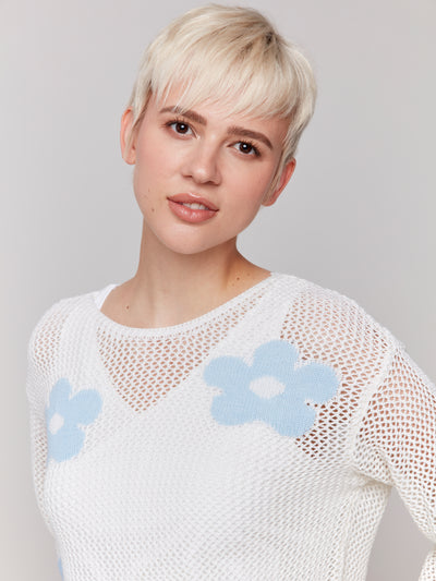 Charlie B Top - Crochet Sweater - White