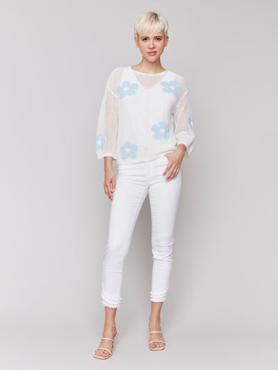 Charlie B Top - Crochet Sweater - White