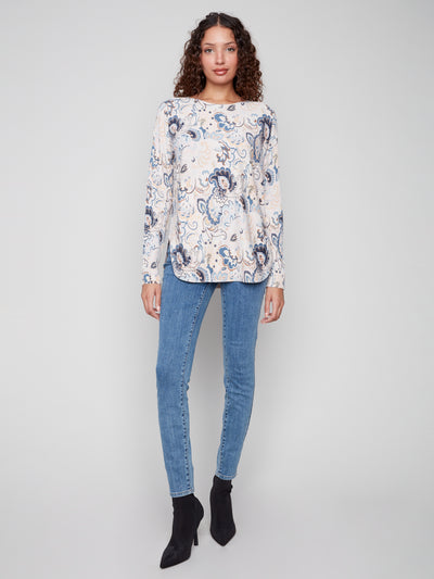 Charlie B Top - Printed Sweater - Blush