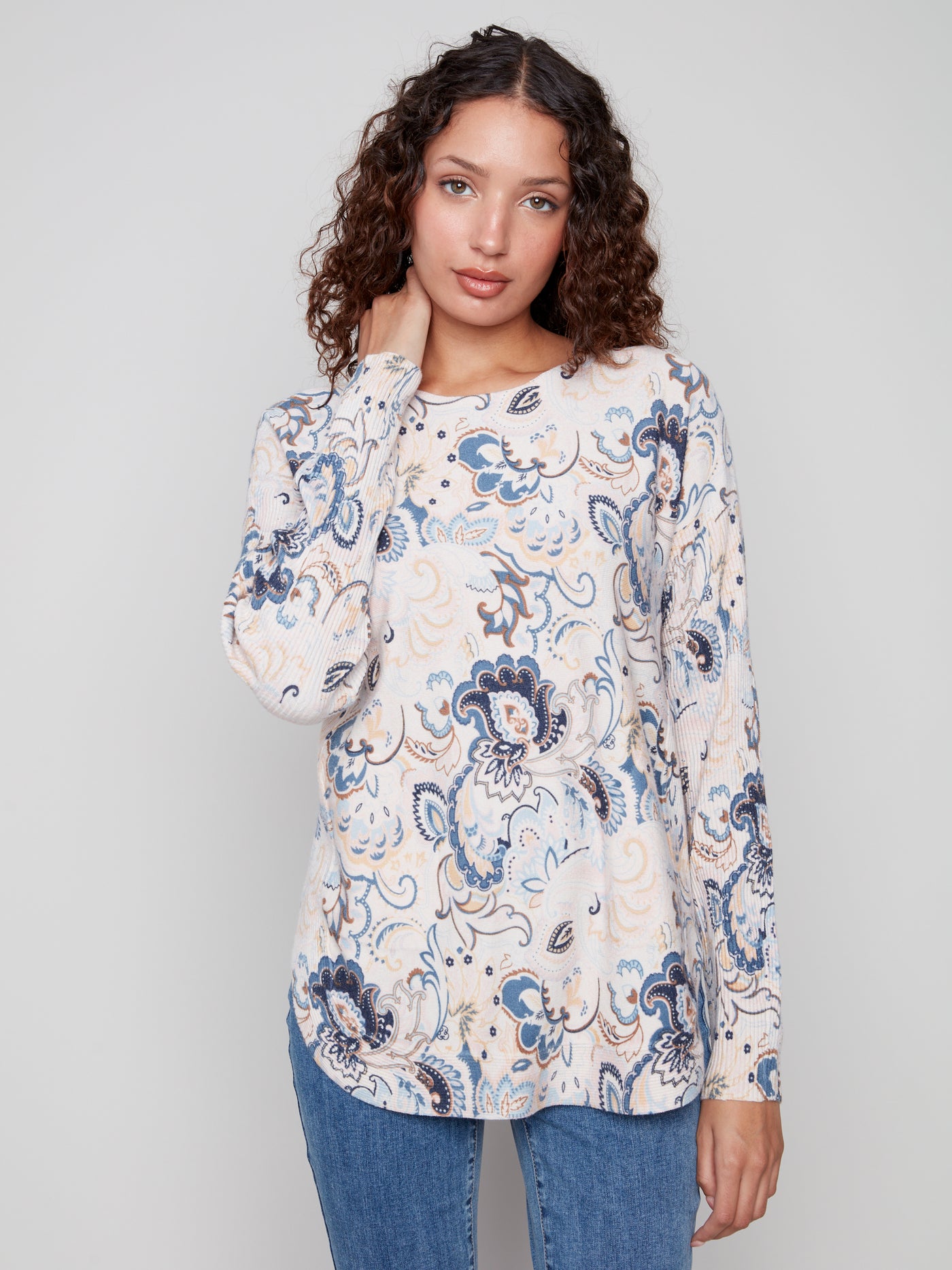 Charlie B Top - Printed Sweater - Blush