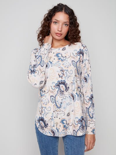 Charlie B Top - Printed Sweater - Blush