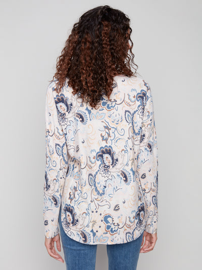 Charlie B Top - Printed Sweater - Blush