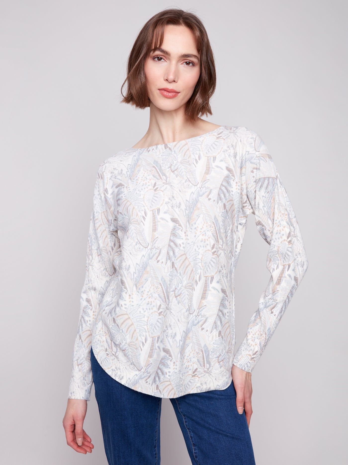 Charlie B Top - Printed Sweater - Foliage