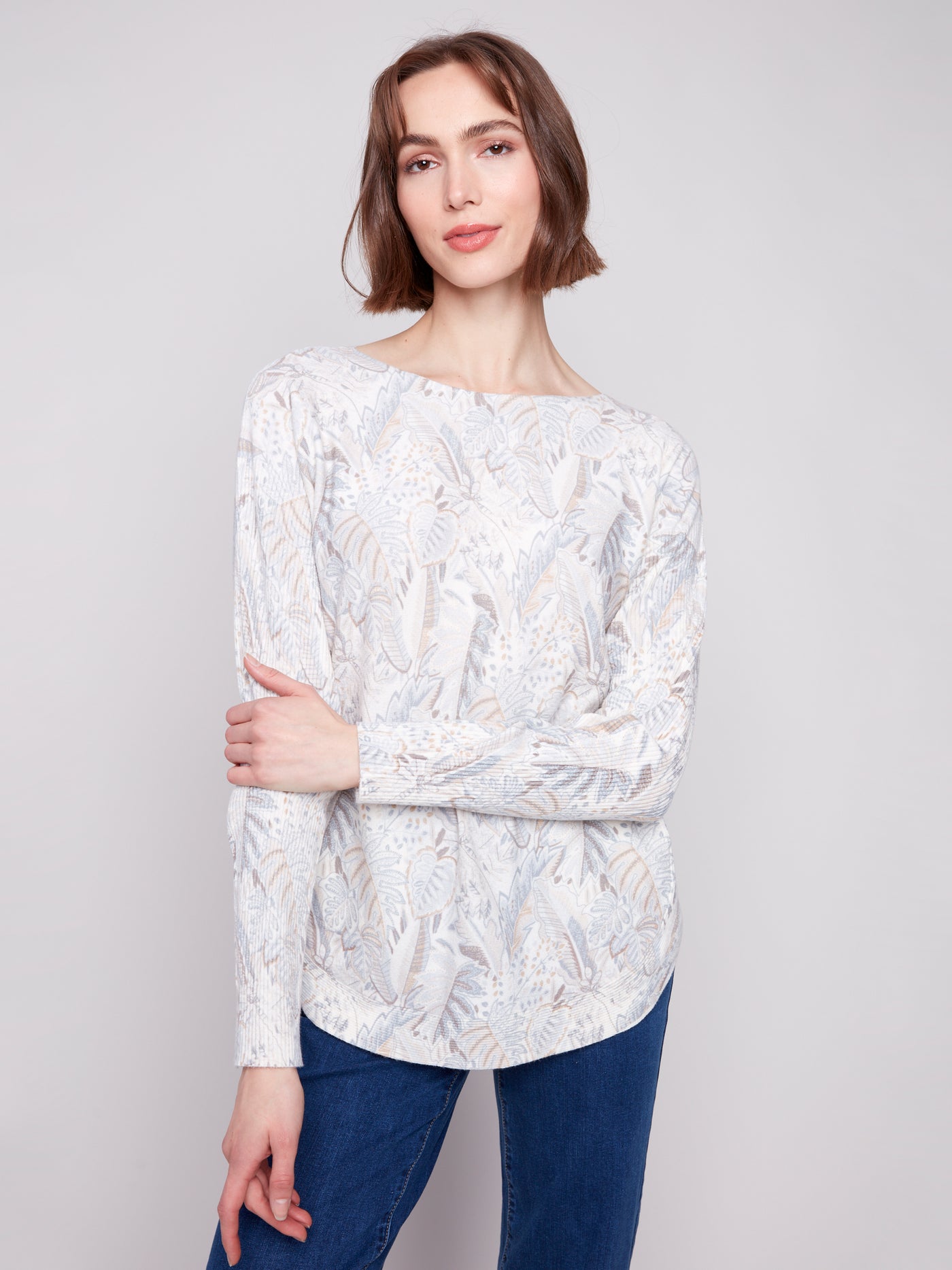 Charlie B Top - Printed Sweater - Foliage