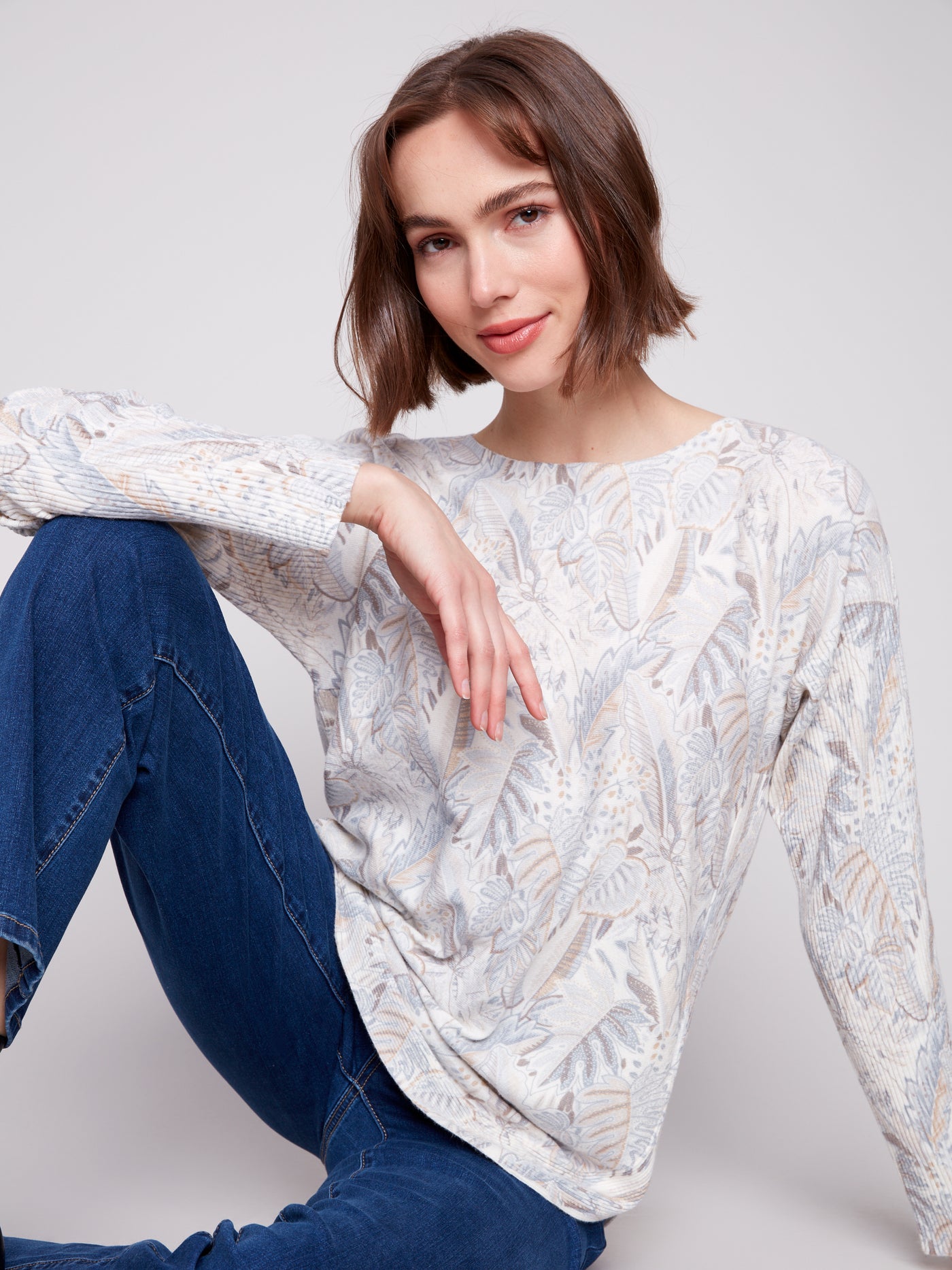 Charlie B Top - Printed Sweater - Foliage