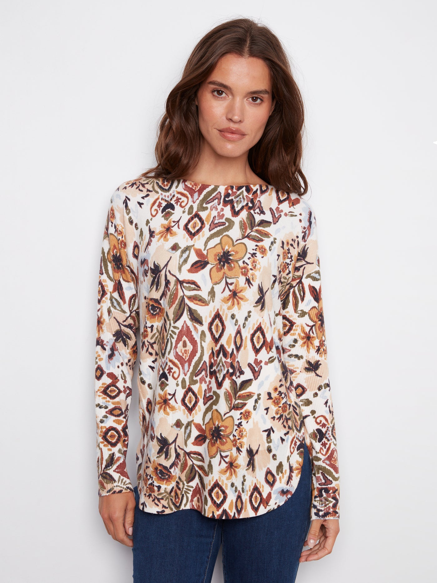 Charlie B Top - Printed Sweater - Jacobean