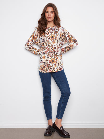Charlie B Top - Printed Sweater - Jacobean