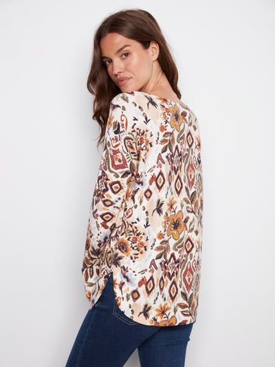 Charlie B Top - Printed Sweater - Jacobean