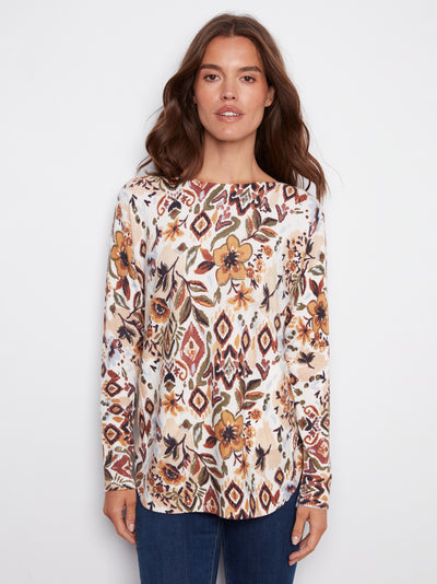 Charlie B Top - Printed Sweater - Jacobean