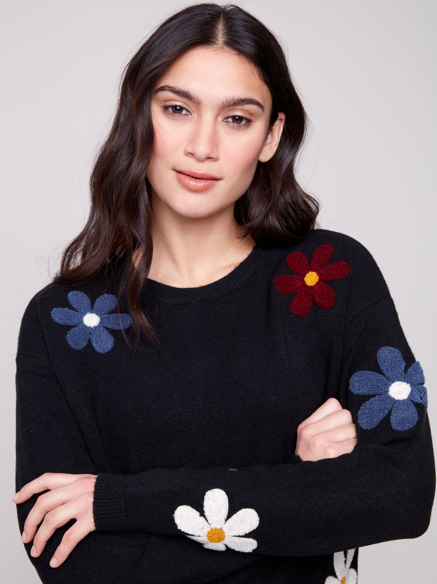 Charlie B Top - Flower Power - Black