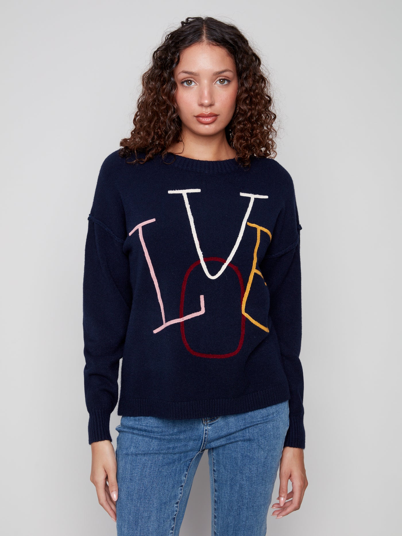 Charlie B Top - Love Sweater - Navy
