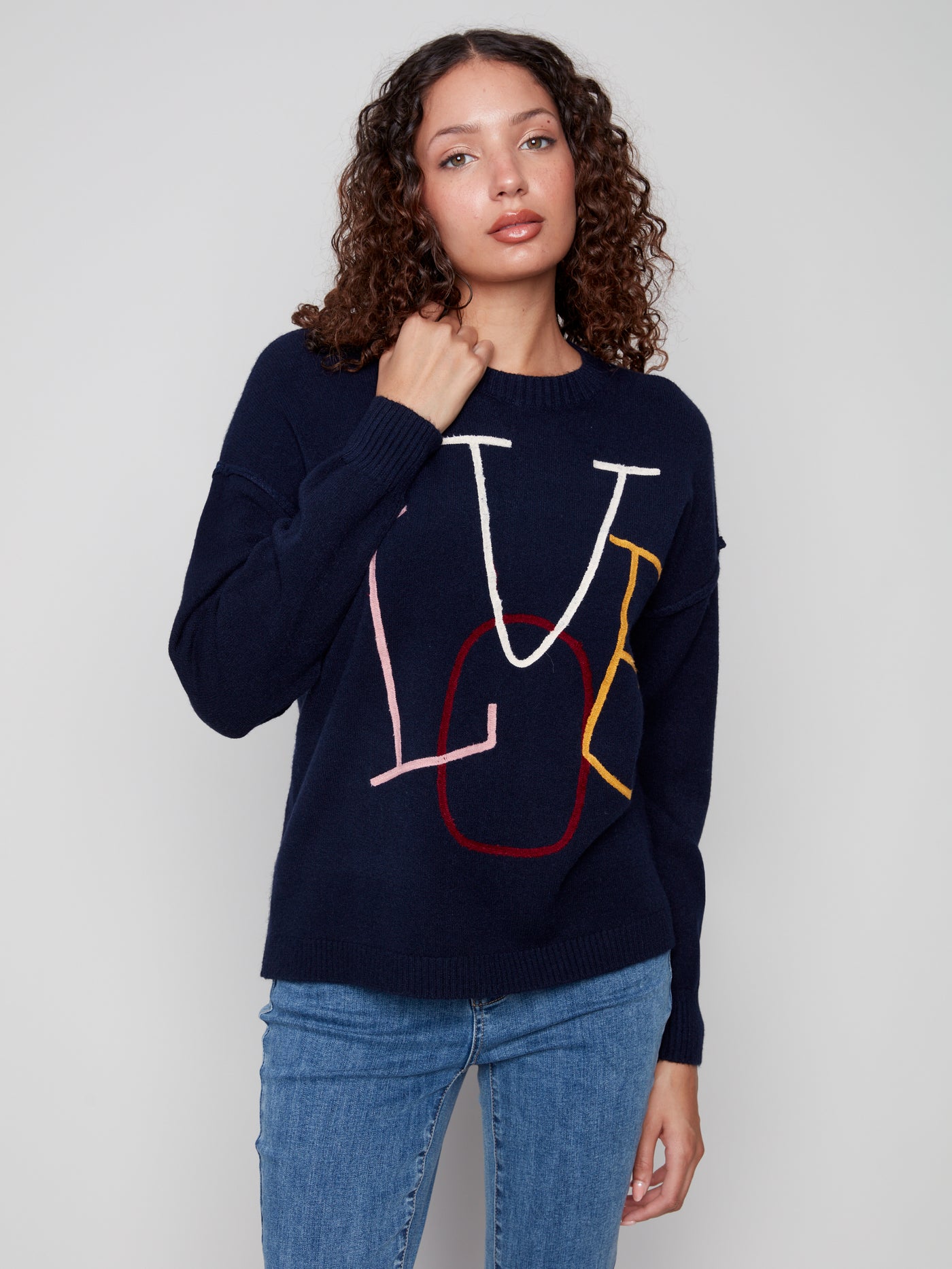 Charlie B Top - Love Sweater - Navy