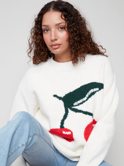 Charlie B Top - Cherry Sweater - White