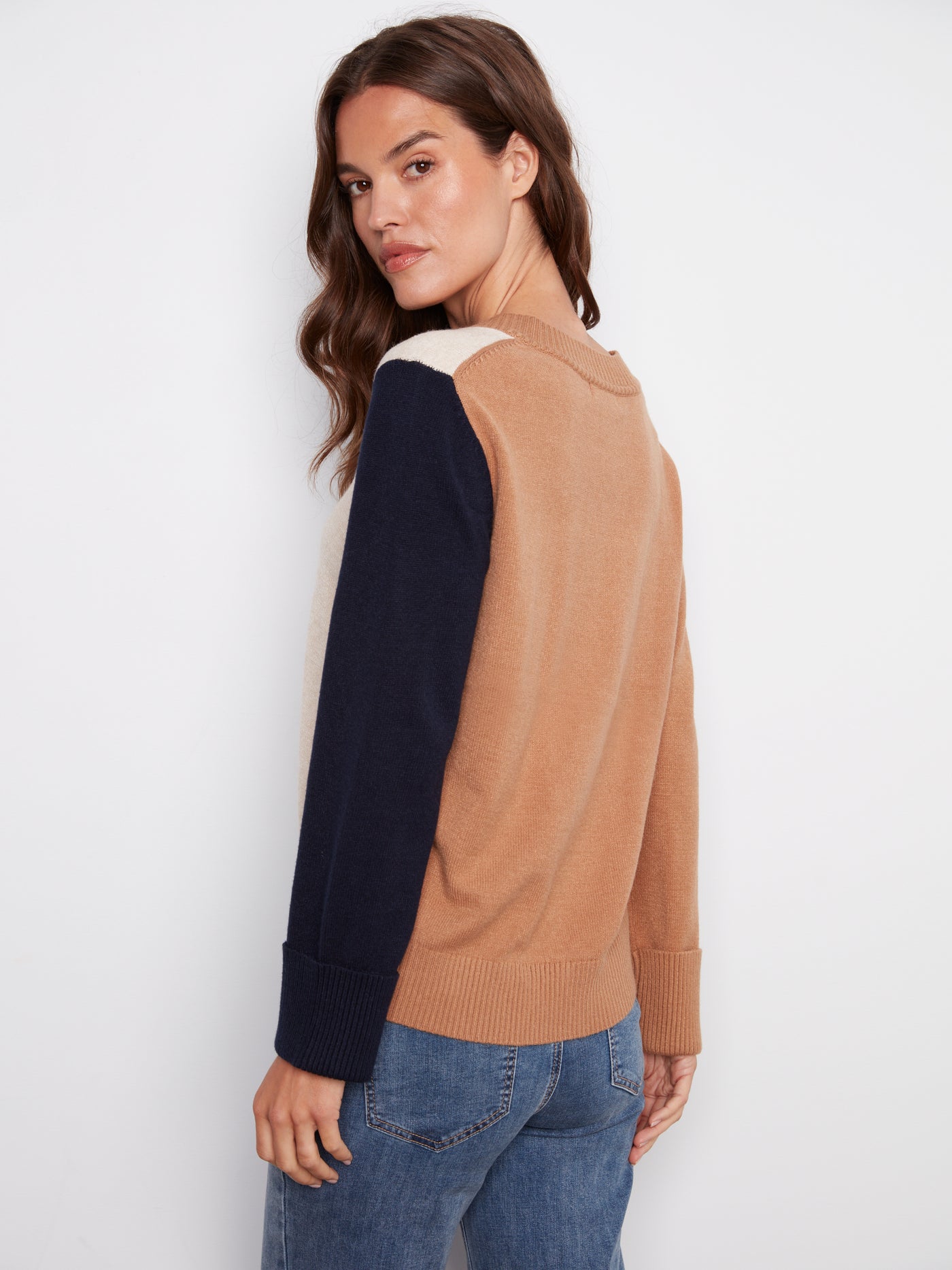 Charlie B Top - ColourBlock Sweater - Truffle