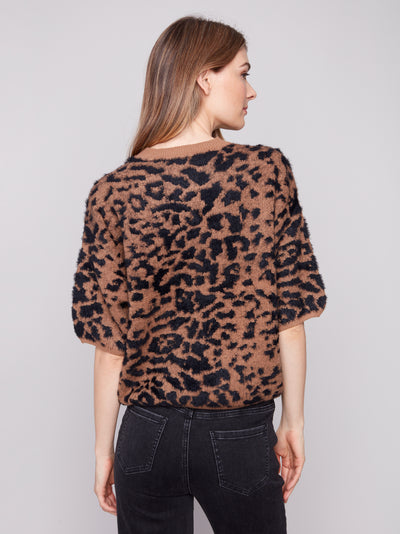 Charlie B Top - 3/4 Sleeve Knit - Leopard