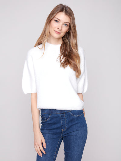 Charlie B Top - 3/4 Sleeve Knit - Ecru