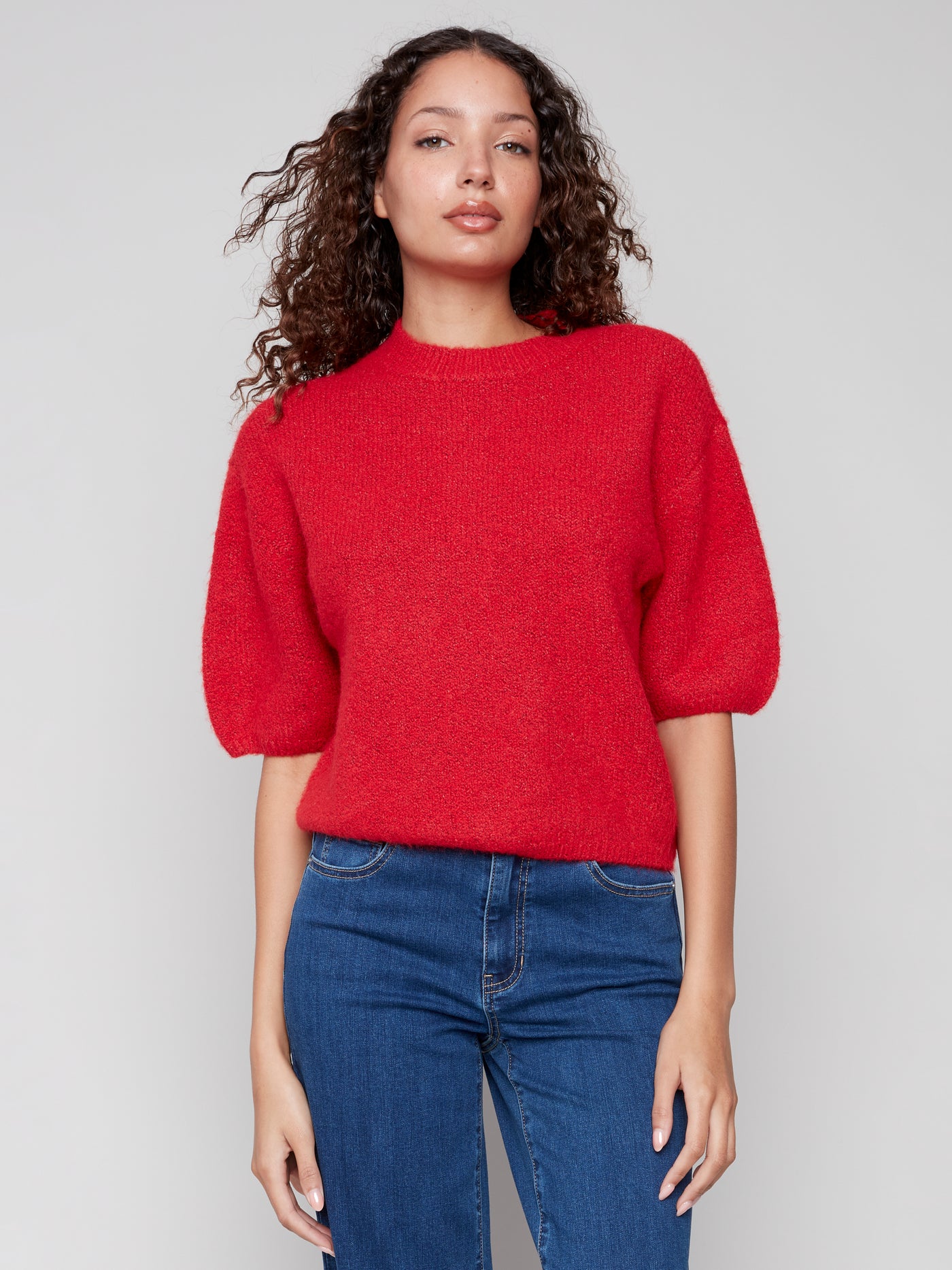 Charlie B Top - 3/4 Sleeve Knit - Crimson