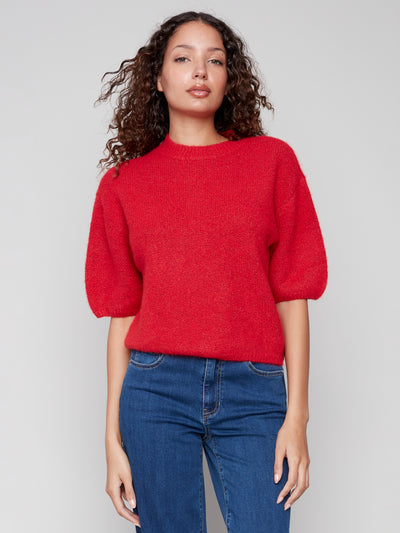 Charlie B Top - 3/4 Sleeve Knit - Crimson