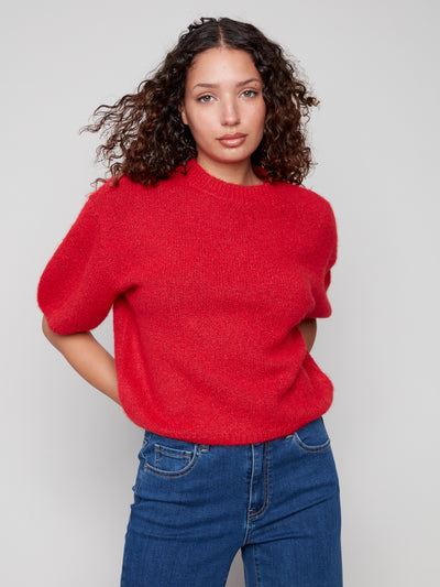 Charlie B Top - 3/4 Sleeve Knit - Crimson