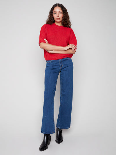 Charlie B Top - 3/4 Sleeve Knit - Crimson