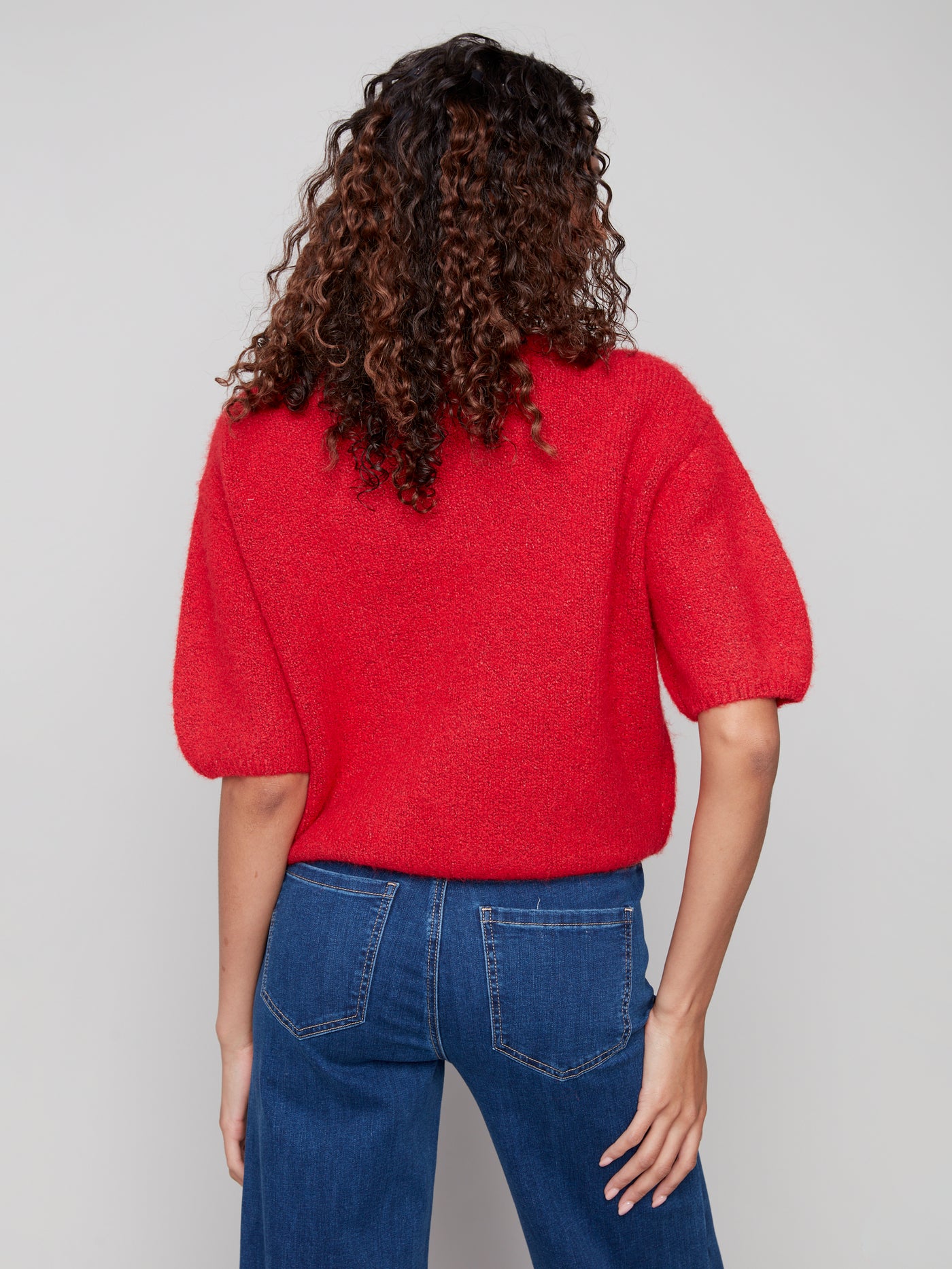 Charlie B Top - 3/4 Sleeve Knit - Crimson