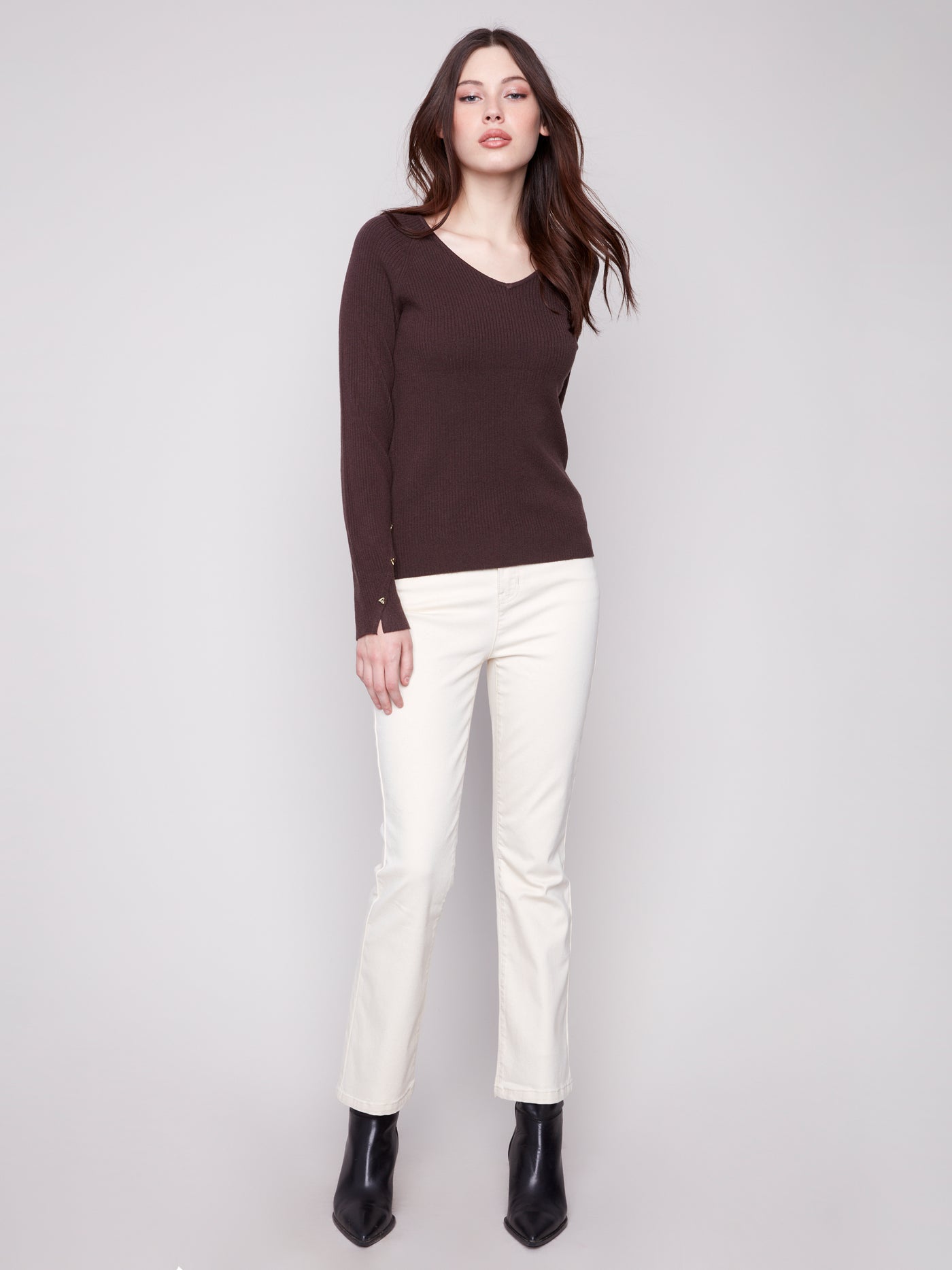 Charlie B Top - Heart Rivets + Vee - Mocha