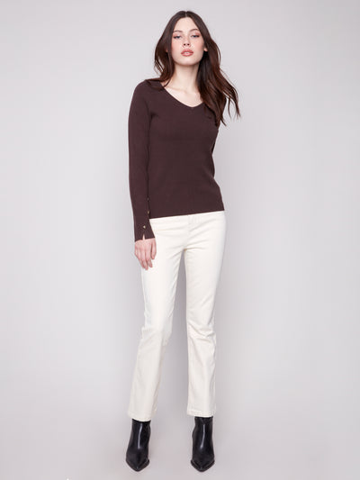 Charlie B Top - Heart Rivets + Vee - Mocha