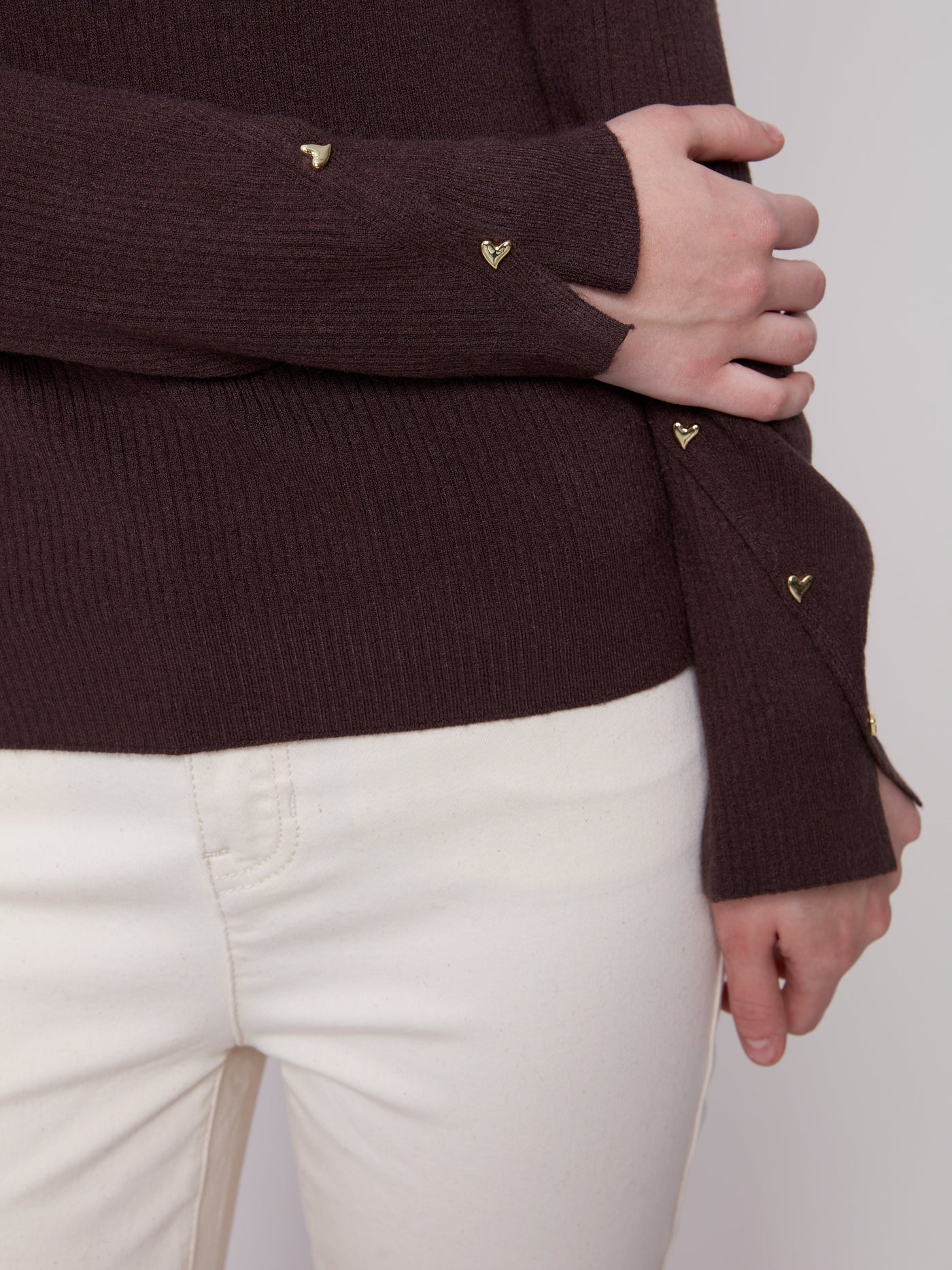 Charlie B Top - Heart Rivets + Vee - Mocha