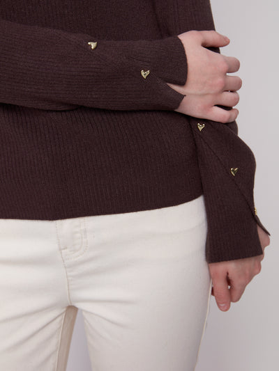 Charlie B Top - Heart Rivets + Vee - Mocha