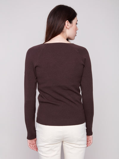 Charlie B Top - Heart Rivets + Vee - Mocha