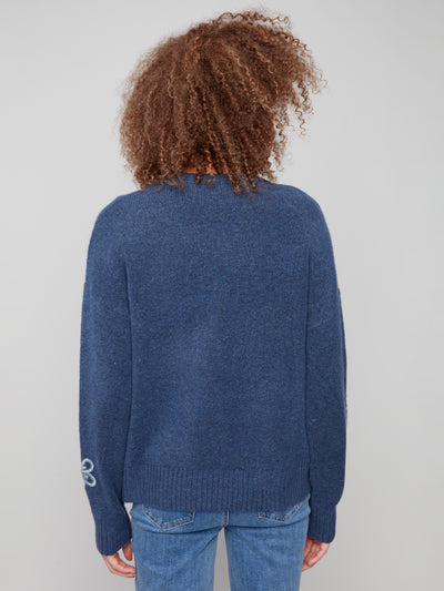 Charlie B Top - Embroidered Crew - Denim