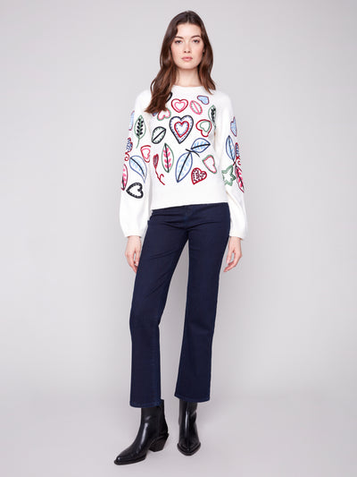 Charlie B Top - Heart + Leaves - Ecru