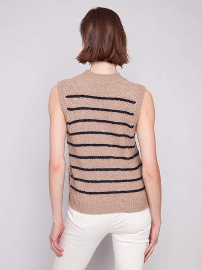 Charlie B Top - Sweater Vest - Camel Stripe