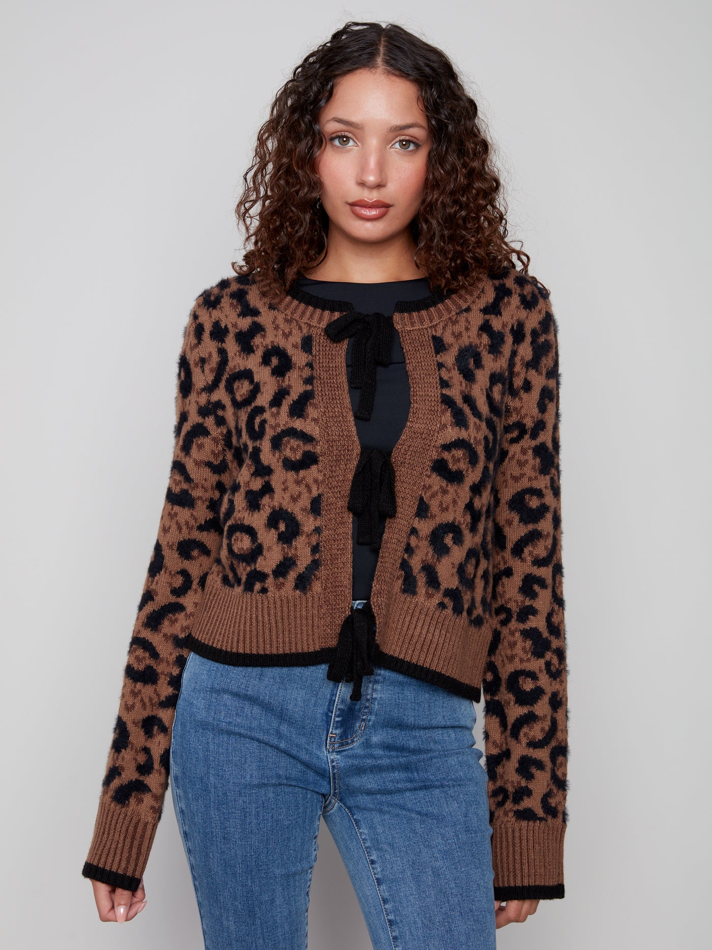 Charlie B Top - Animal Print Cardi - Multi