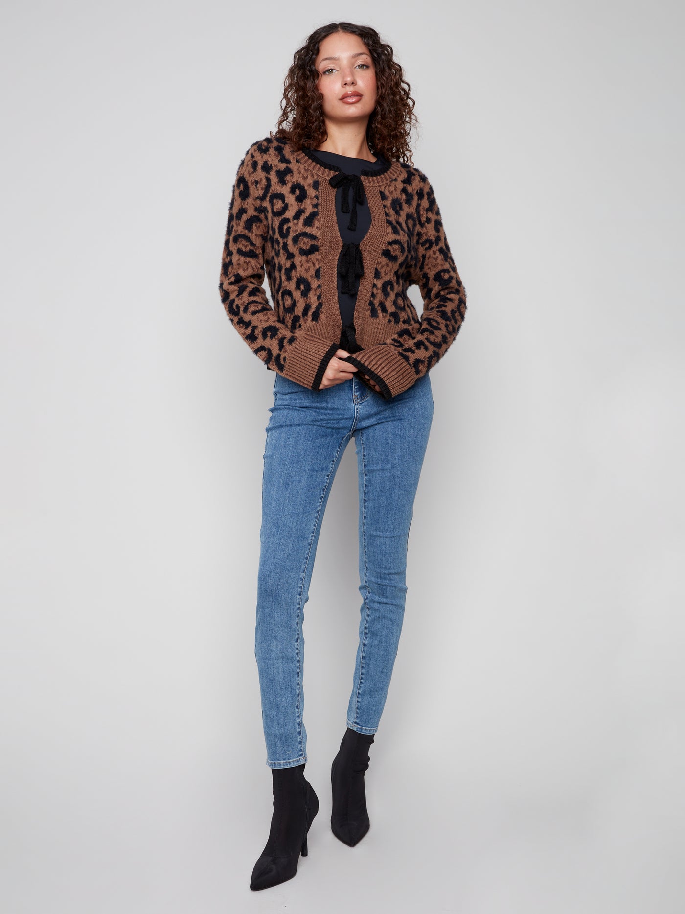 Charlie B Top - Animal Print Cardi - Multi